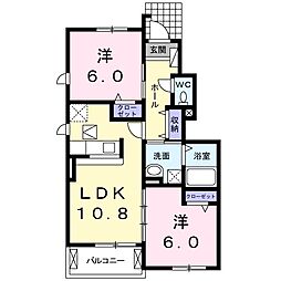 コンフォルターブル1 2LDKの間取図画像