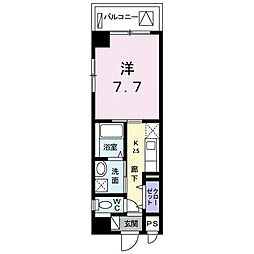 プラシード楚辺 1Kの間取図画像