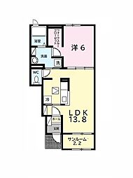 イマズリンナ 1階1LDKの間取り