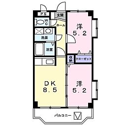 ブルースター 2DKの間取図画像
