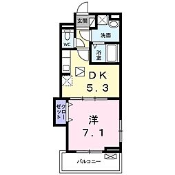 プランドール 1階1DKの間取り