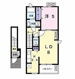 ジェルメスウィートバジル 1LDKの間取図画像