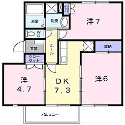 ひよこハイツ2 3DKの間取図画像