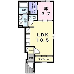 ベルカーサ 1LDKの間取図画像