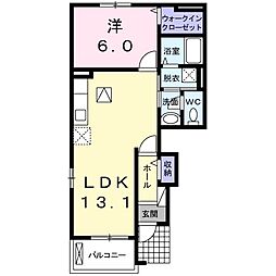 サン・プラシードC 1LDKの間取図画像
