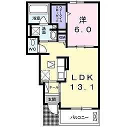 エアリー大和高田 1LDKの間取図画像