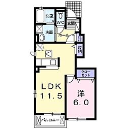 リバーサイド太子 1LDKの間取図画像