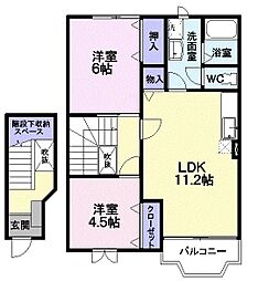 カーサ・オリエント 2LDKの間取図画像