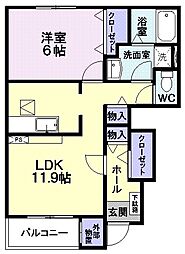 フォレストヴィラ 1LDKの間取図画像