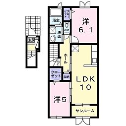 マサキヤA 2LDKの間取図画像