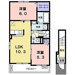 エイト前塩屋 2LDKの間取図画像