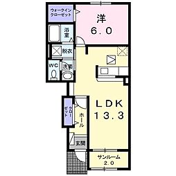 セリーヌ今泉Ａ 1階1LDKの間取り