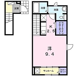 ベルソンジュ 1Kの間取図画像