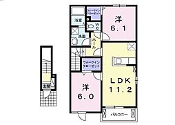 アライブ・サピー 2階2LDKの間取り