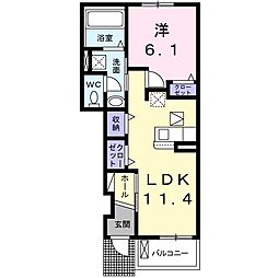 ガーデンヒルズM 1LDKの間取図画像