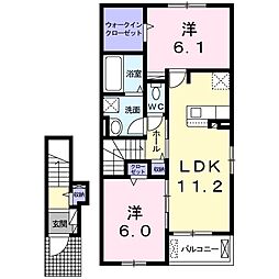 モンフレール沖代 2LDKの間取図画像