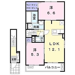 クレール1 2LDKの間取図画像