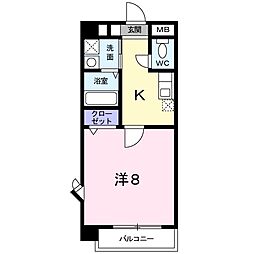 天然館ビルIV 7階1Kの間取り