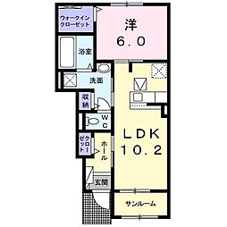 アロームクロレ　II 1階1LDKの間取り