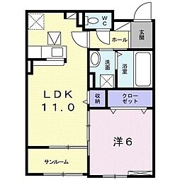 アーバンツァート石垣2 1LDKの間取図画像