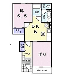 スターヒルズ 1階2DKの間取り