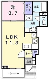 ドゥ・デェス 1LDKの間取図画像