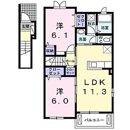 カーサ・ブエナ・スエルテ 2LDKの間取図画像