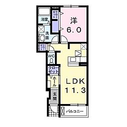 セリーンパークB 1LDKの間取図画像