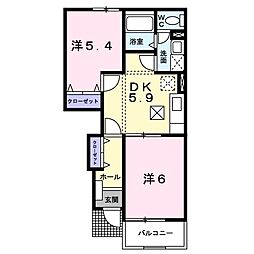 バレーパーク2 2DKの間取図画像