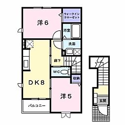 ラルジュシエル 2DKの間取図画像