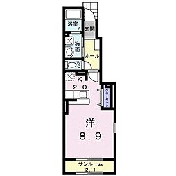シェーネーアゼリア1 ワンルームの間取図画像