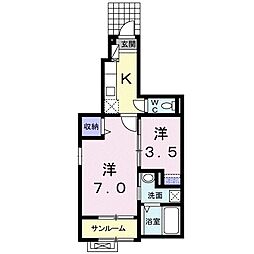 シャトーグランデ 1Kの間取図画像