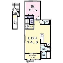 ラ・ジュネス 1LDKの間取図画像