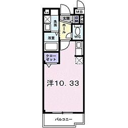 カーサクワノ ワンルームの間取図画像