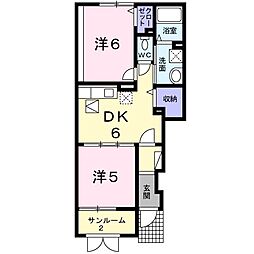 ヴィアラッテア 2DKの間取図画像