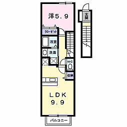 ウッディコート3 1LDKの間取図画像