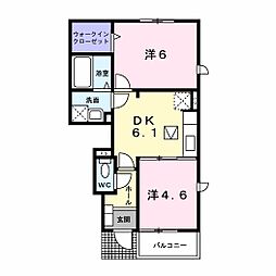 プロムナードK 2DKの間取図画像