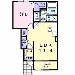 アメジストガーデン 1LDKの間取図画像