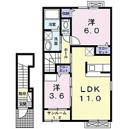 ビラ・サンシャインサウス 2LDKの間取図画像