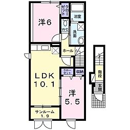 伊万里2 2LDKの間取図画像