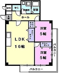 サンパレス 2LDKの間取図画像
