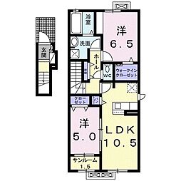 Ｗｉｎｄ　Ｓｏｎｇ　I 2階2LDKの間取り