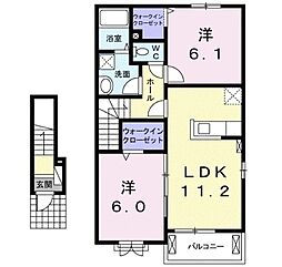フェリーチェＡ 2階2LDKの間取り