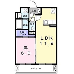クレールK 1LDKの間取図画像