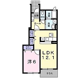 グレイスフルヴィラG 1LDKの間取図画像