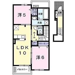 シャトレーポワリエA 2LDKの間取図画像