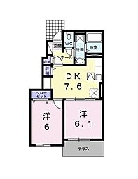 エスポワール・ジェルメ5 2DKの間取図画像