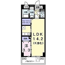 カーザ宮之前 1LDKの間取図画像