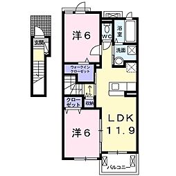 フロレゾン 2階2LDKの間取り