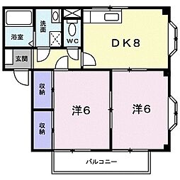ヴィラマリンA 2DKの間取図画像